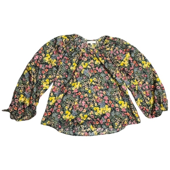 Loveshackfancy Nessa Blouse Size XS In Moonlit Garden Silk Blend Top - Picture 4 of 11